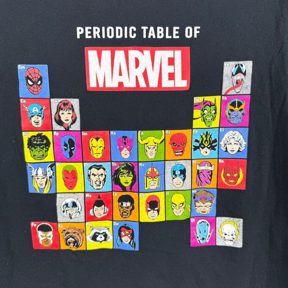 Marvel Periodic Table of Heroes Graphic Print T Shirt Large Mens - Picture 4 of 7